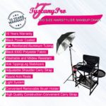 AS SEEN ON TV—FREE NAME LOGO—THE ORIGINAL TUSCANY PRO MID SIZE MAKEUP & HAIR PORTABLE CHAIR W LIGHT SYSTEM (25″ SEAT HEIGHT)