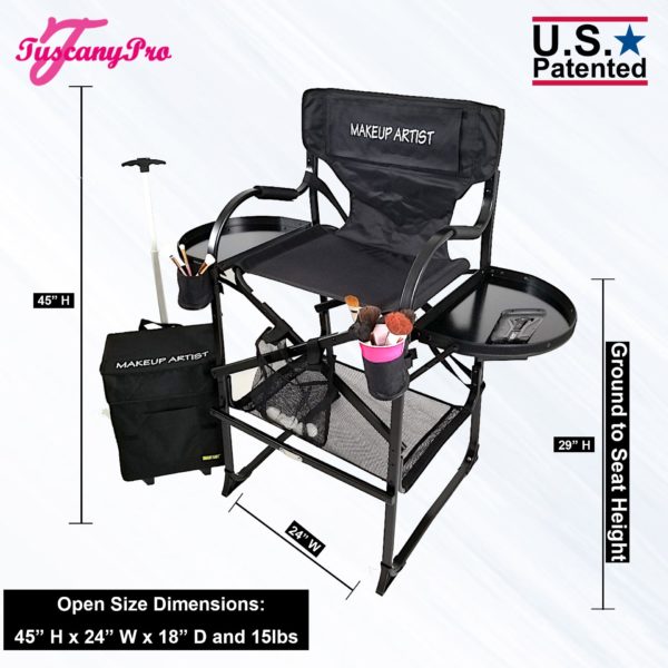THE AWARD WINNING TUSCANY PRO TALL MAKEUP ARTIST PORTABLE CHAIR DELUXE COMBO-2