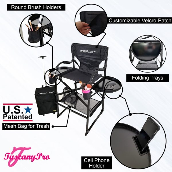 THE AWARD WINNING TUSCANY PRO TALL MAKEUP ARTIST PORTABLE CHAIR DELUXE COMBO-3
