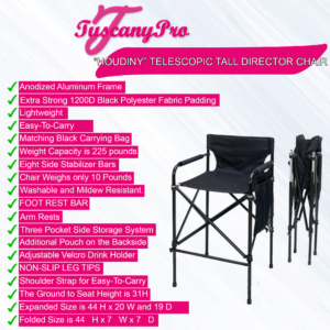 Tuscany Pro Portable Houdiny Telescopic Tall Director Chair