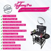 -COMPACT MAKEUP ARTIST CHAIR W/ 18″ LED RING LIGHT