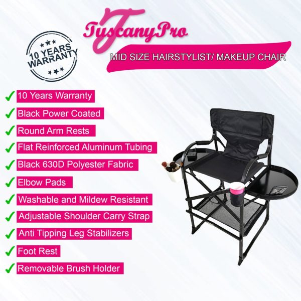 “NEW” 2019 TUSCANYPRO MID SIZE HAIRSTYLIST MAKEUP CHAIR W POWER STRIP – 25″ SEAT HEIGHT(COPY)