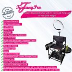 TuscanyPro Portable Makeup & Hair Chair with 14 Inch LED Ring Light – Perfect for Makeup, Hair Stylist, Salon with 25 Inch Seat Height