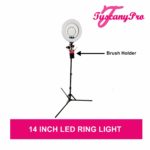 TuscanyPro Portable Makeup & Hair Chair with 14 Inch LED Ring Light – Perfect for Makeup, Hair Stylist, Salon with 25 Inch Seat Height – 3