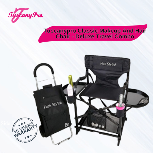 Tuscanypro Classic Makeup and Hair Chair - Deluxe Travel Combo